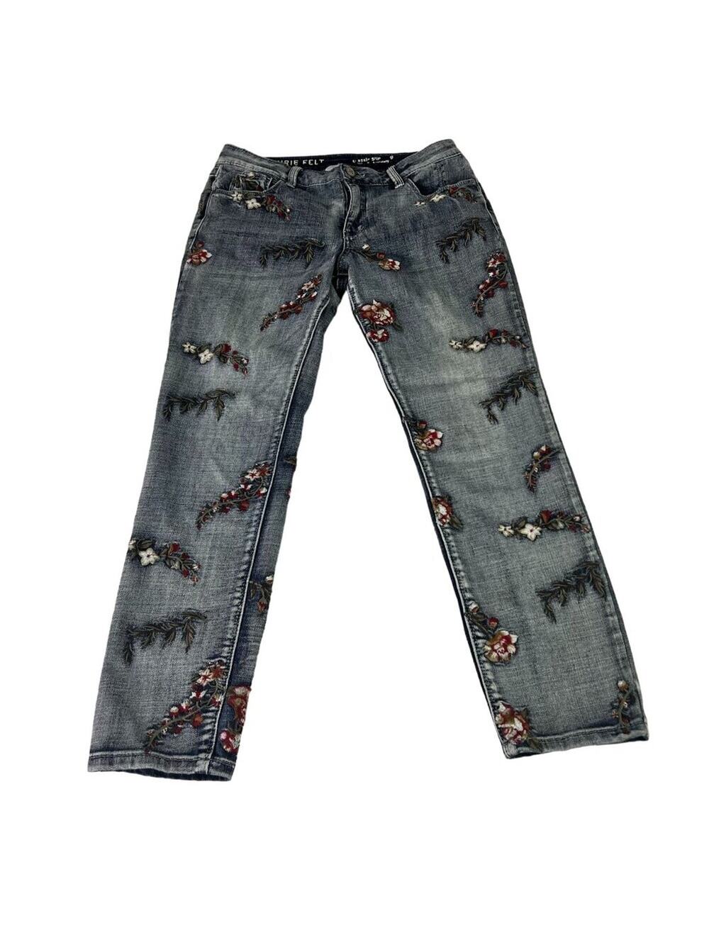 Laurie Felt Jeans Womens 4 Vintage Blue Classic Denim Embroidered Slim Leg Jean